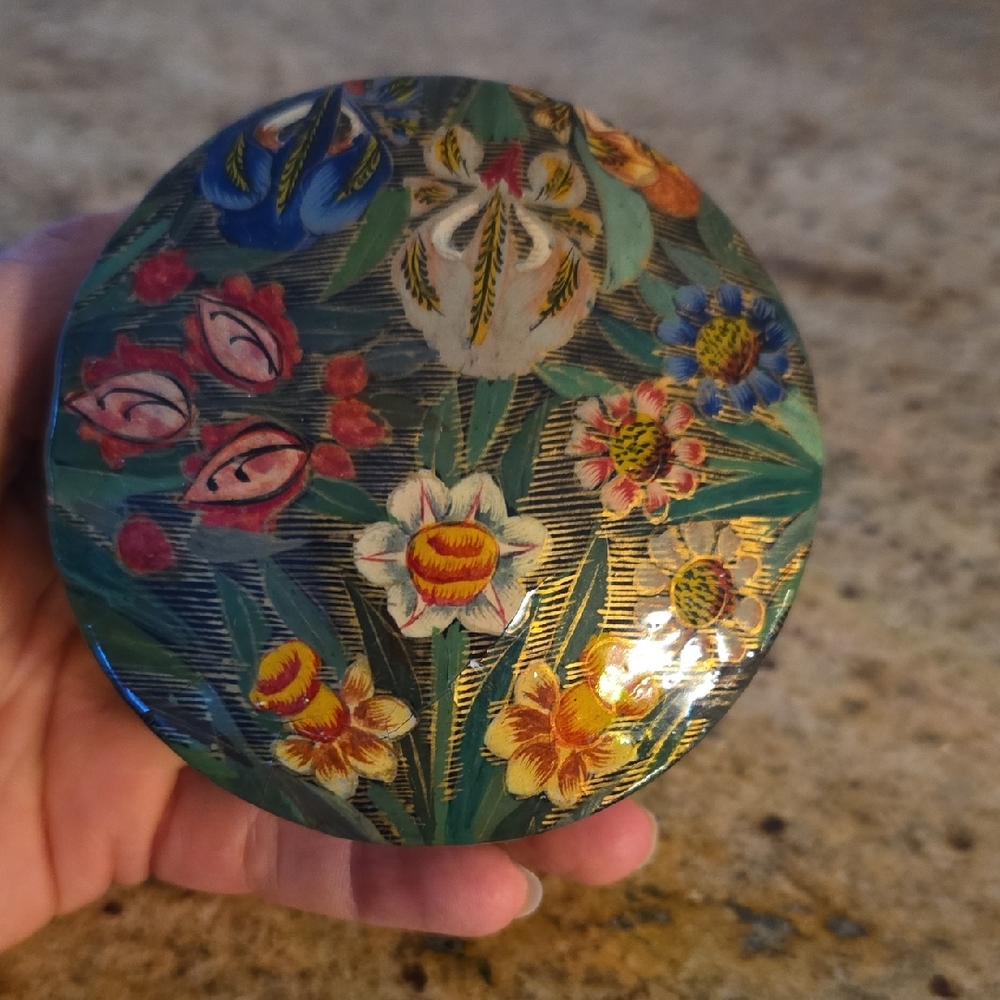 Floral Handcrafted Decorative Box With Gold Leaf